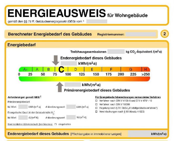 Energieausweis GEG 2020, Bundesanzeiger | Neue Bandtachodarstellung